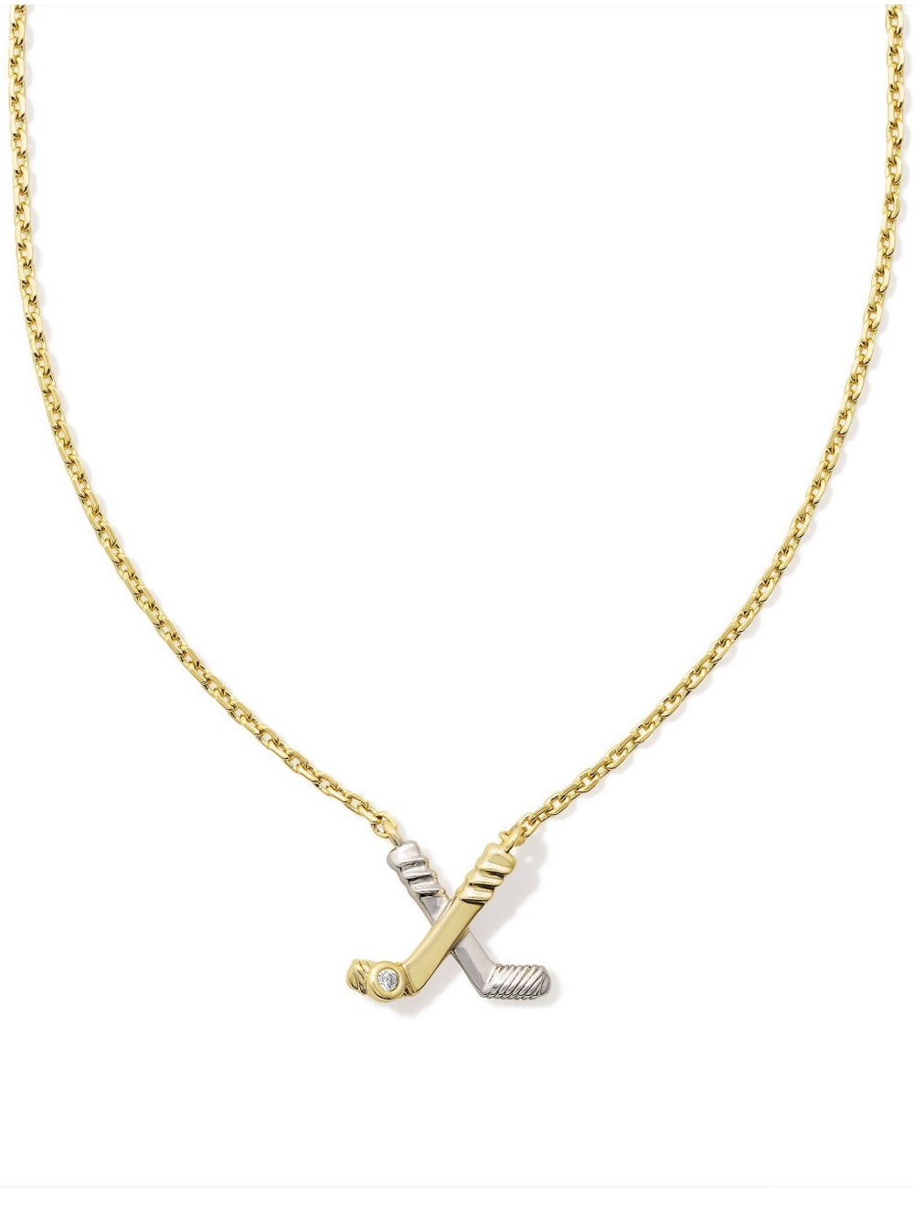 Kendra Scott Hockey Stick Pendant Necklace and Earrings Gold/Silver Matching Set - Picture 8 of 12